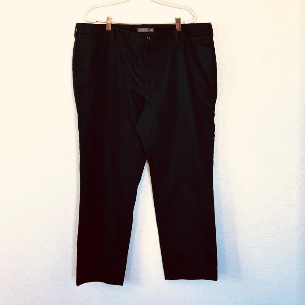 2 FOR $20 Van Heusen Men’s Black Slim Pants StretchChino Trousers Cotton 42 X 30 - Picture 2 of 8